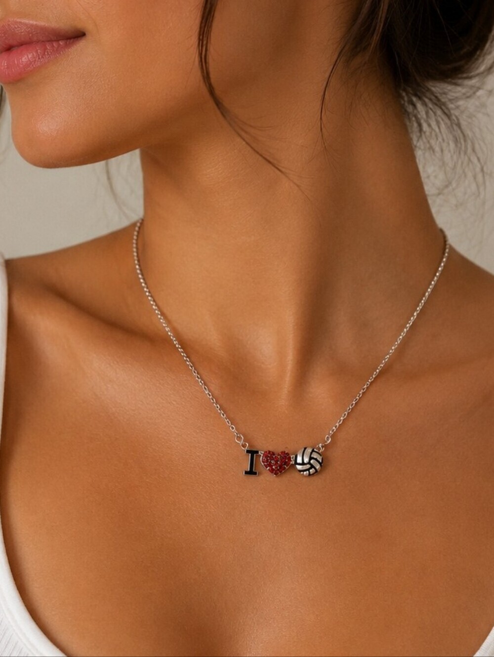 3/$30 I Love Volleyball Chain Necklace - Picture 1 of 4